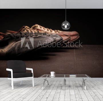 Picture of Grandpas sport shoes on wood